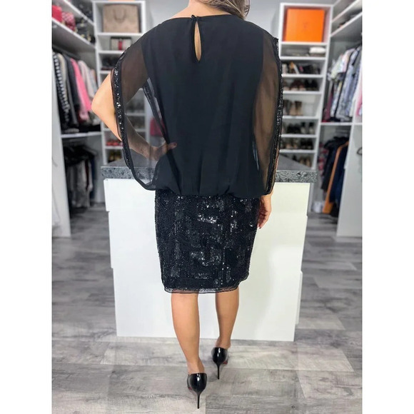 Aidan Mattox Beaded Sequin Black Cocktail Dress $395 - Picture 6 of 10